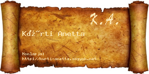 Kürti Anetta névjegykártya